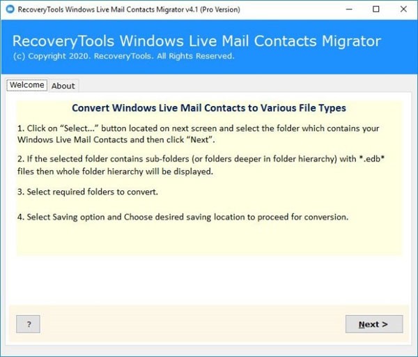 RecoveryTools  Windows  Live  Mail  Contacts  Migrator(邮箱迁移工具)